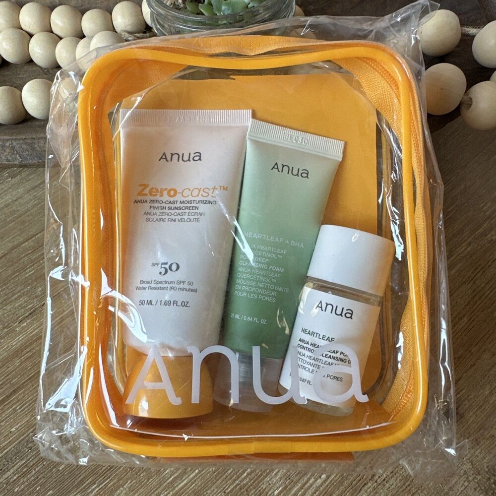 Anua Sun-Ready Travel Kit, Zero-Cast Sunscreen & Cleansing Oil & Face Wash.